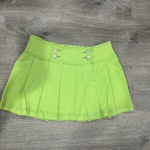 Green Pleated Women's Skirt
